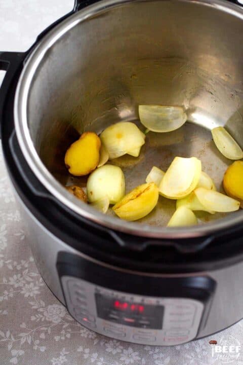 Sauteeing vegetables in instant pot for pho