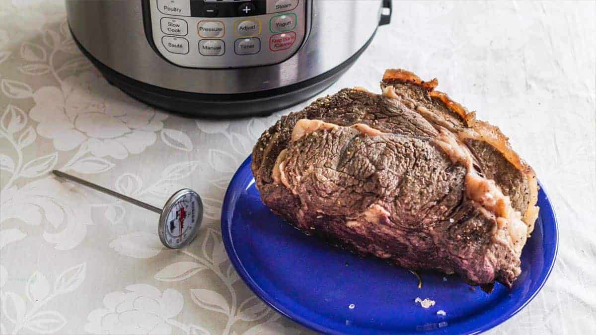 Removing instant pot prime rib to a plate