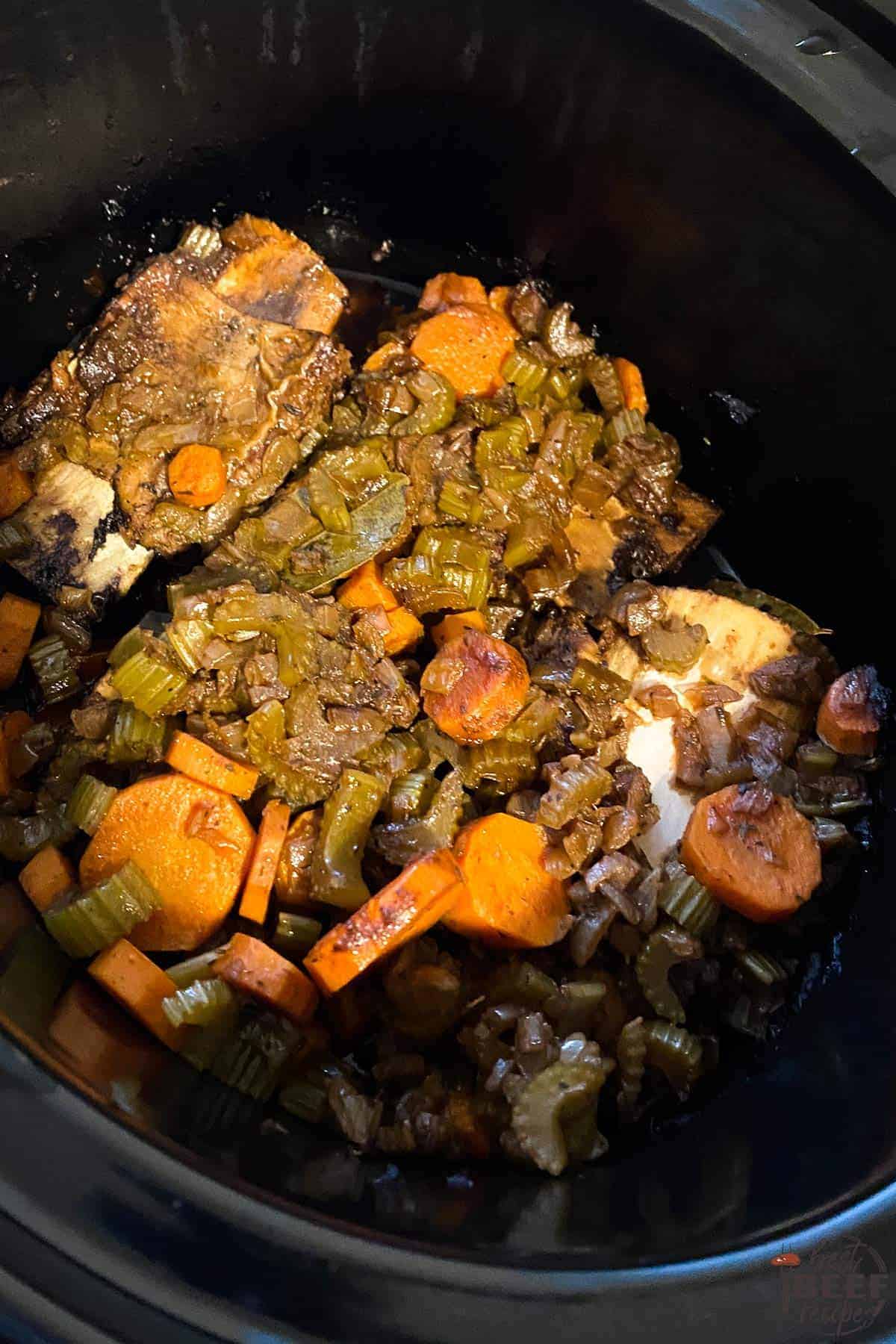 Beef ribs seasoned in crockpot