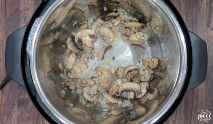 Cooking mushrooms, onions, and garlic in the instant pot