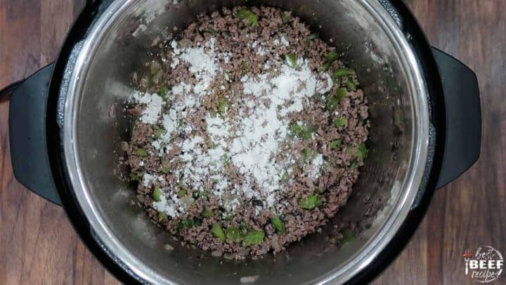 Adding flour to the instant pot with ground beef