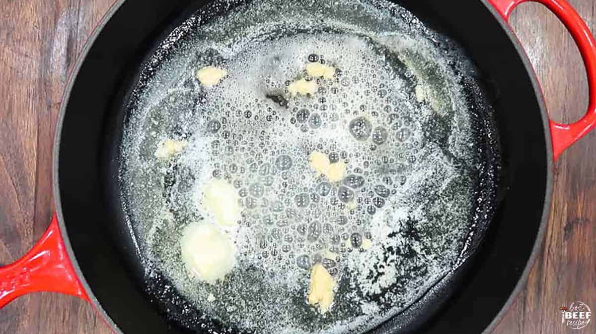 Butter melted in a skillet