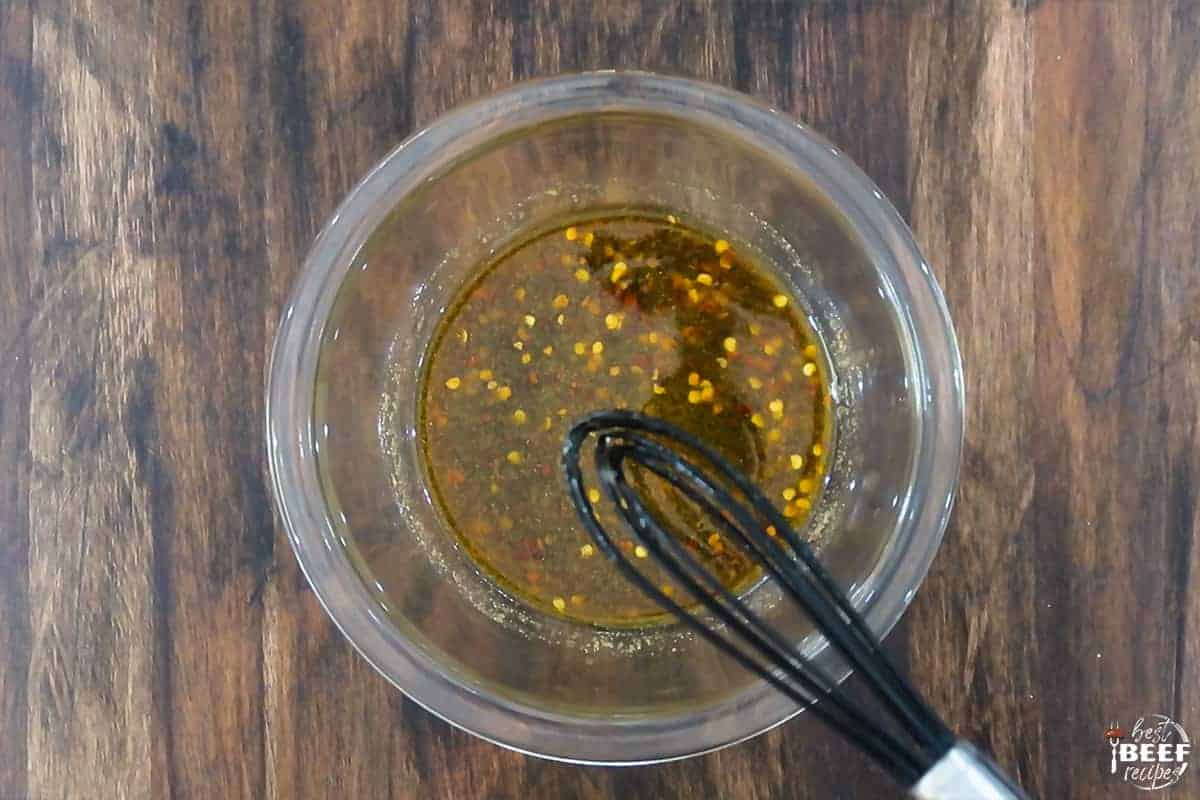 Mixing london broil marinade