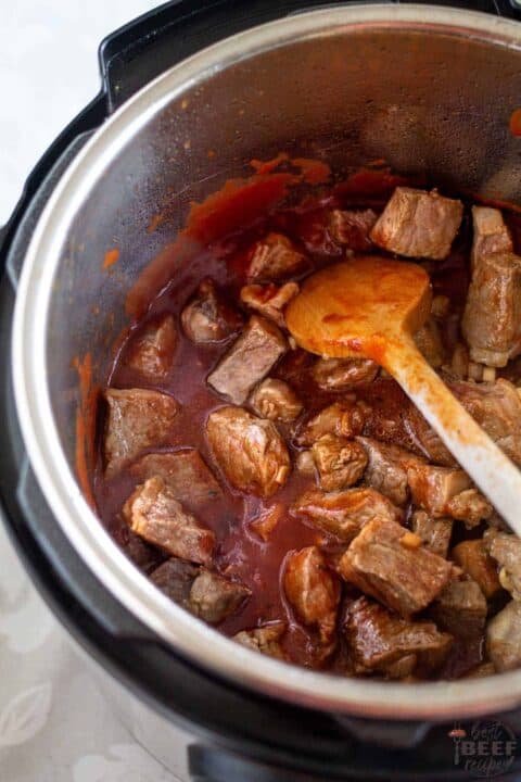 Adding beef back to tomato sauce in instant pot