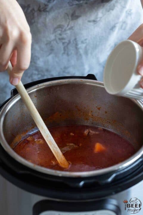 Adding cornstarch slurry to instant pot beef stew