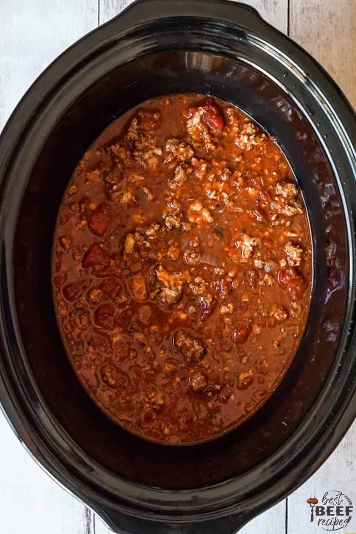 meat sauce in the slow cooker