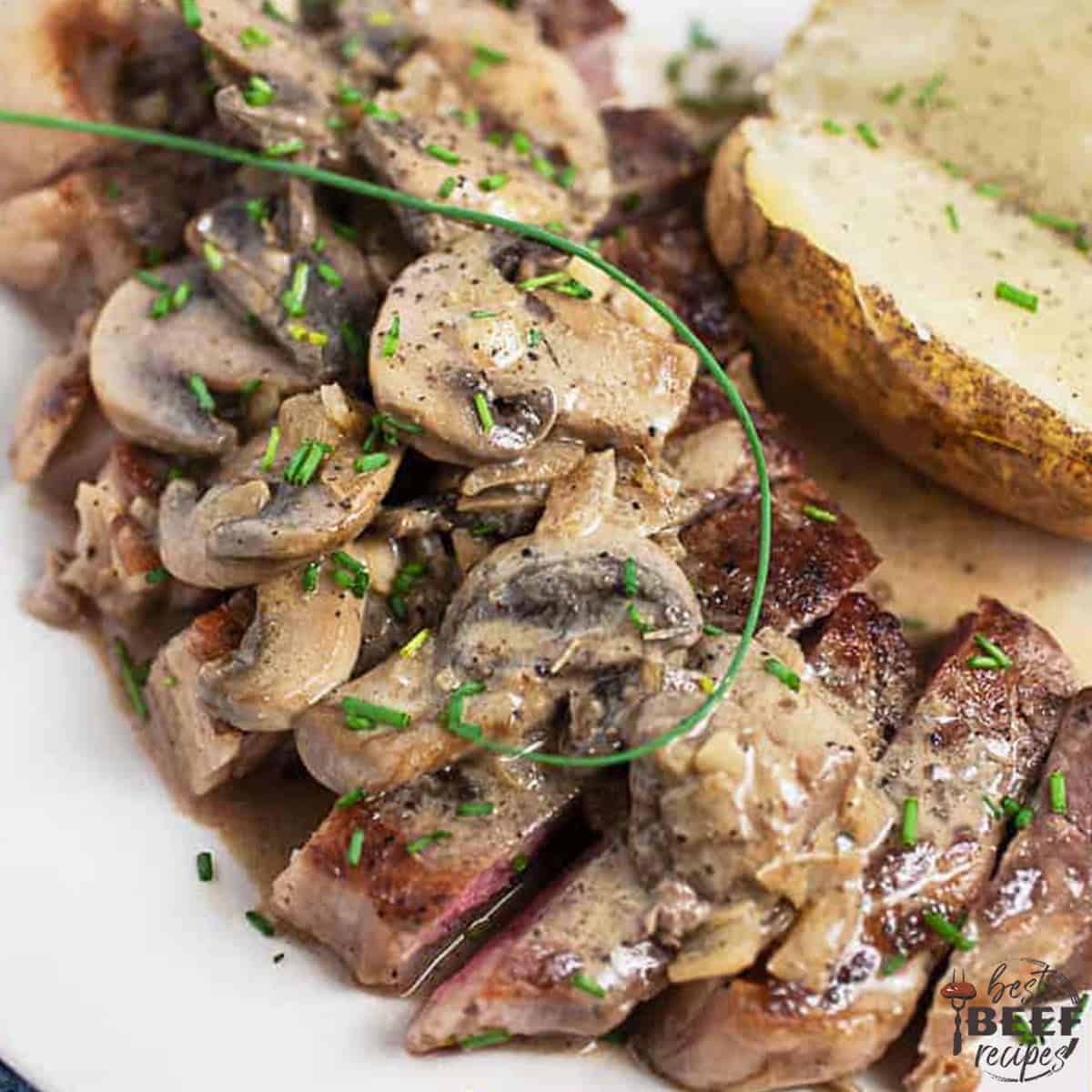 Steak Diane on a plate with potato
