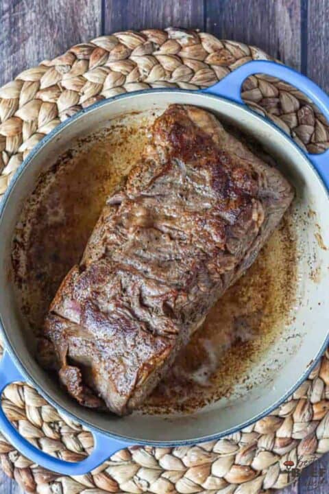 Slow cooker chuck roast in dutch oven