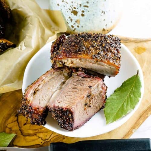 A plate of smoked beef short ribs