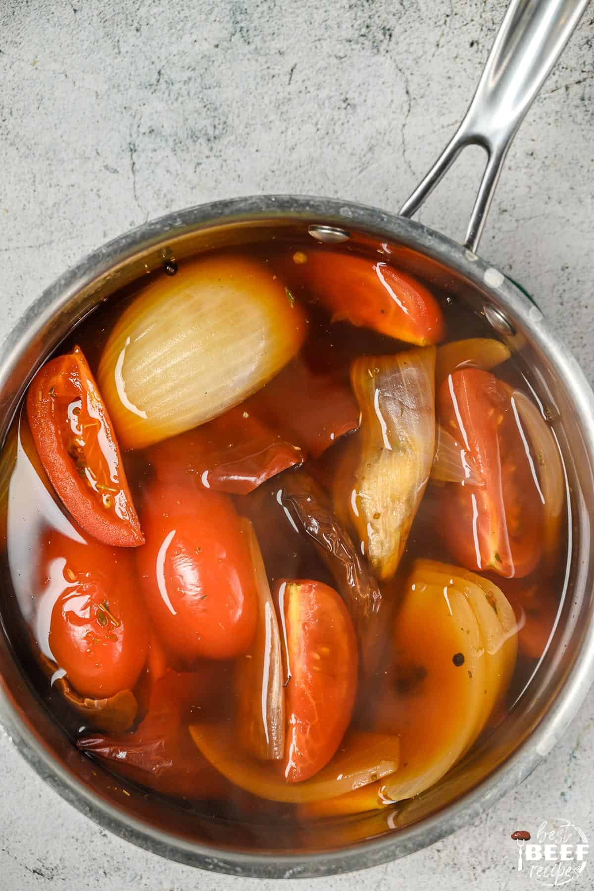 Birria stew cooking in pot