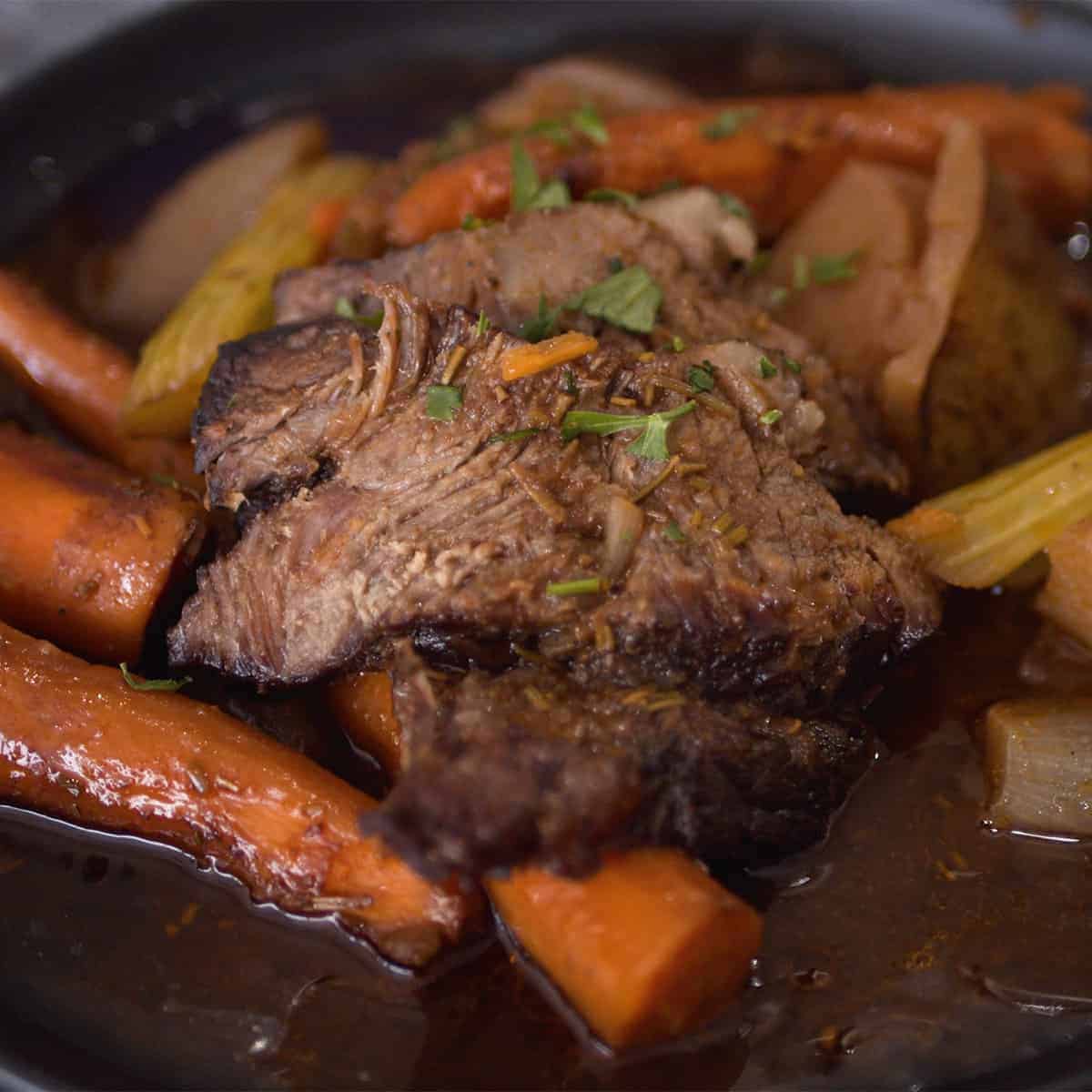 Beef chuck roast with potatoes and carrots