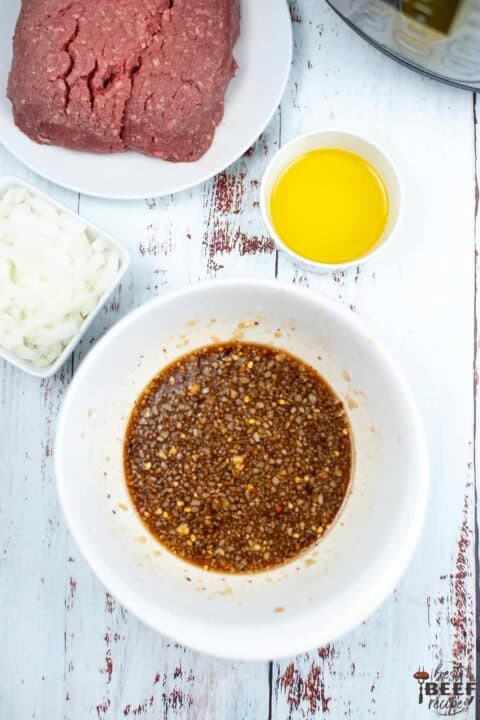 Mixing sauce ingredients for Korean ground beef