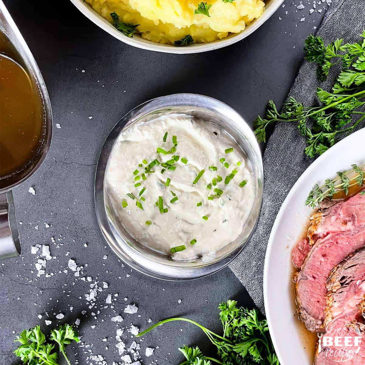 Horseradish sauce in a bowl