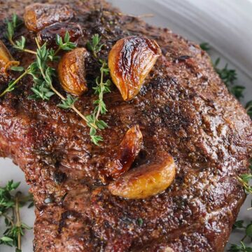 smoked tri tip with garlic and herbs and tri tip seasoning