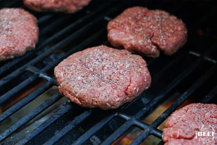 wagyu patties on the grill