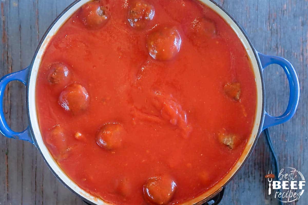 meatballs in spaghetti meat sauce