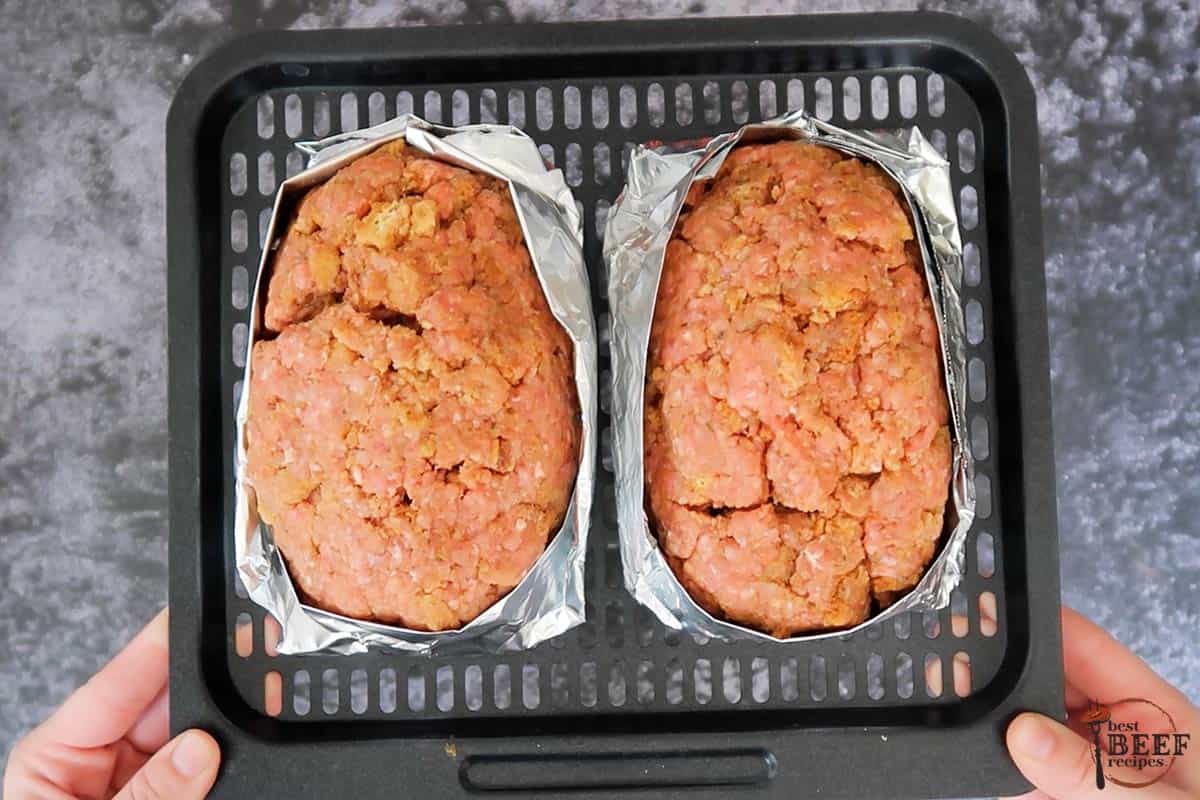 two meatloaves ready to air fry