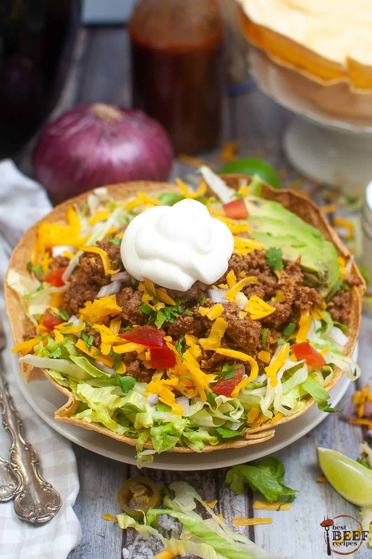 Air Fryer Taco Salad Bowls - Edible tortilla bowls in minutes!