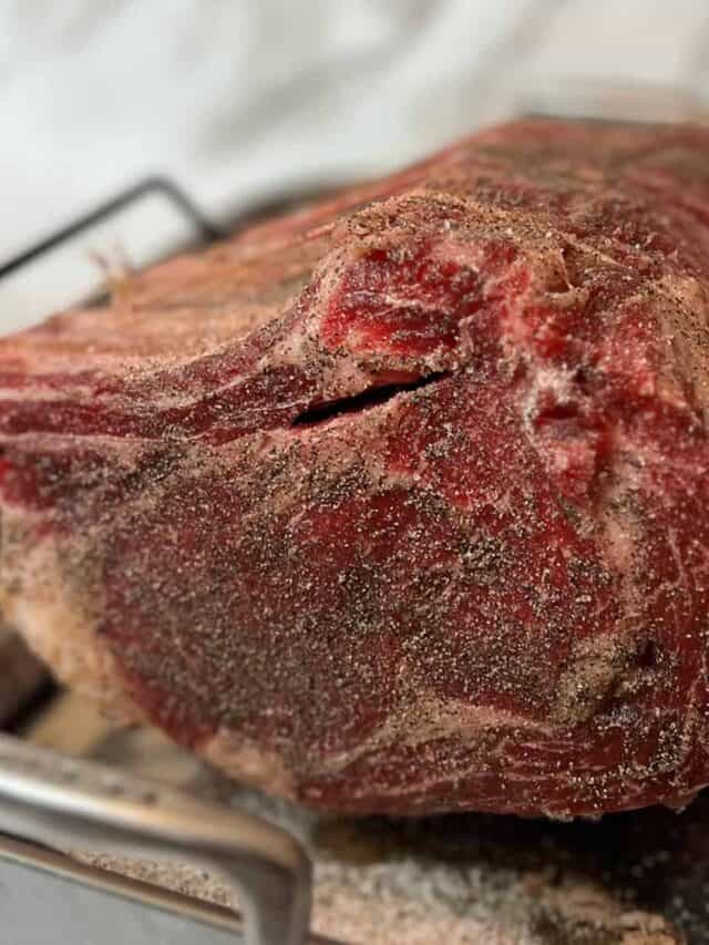 a front view of a dry aged prime rib