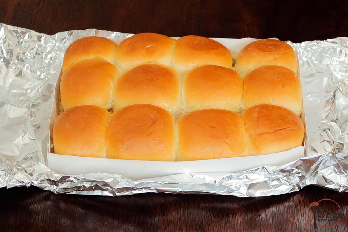 Philly cheesesteak sliders after being baked