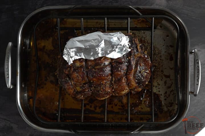 rib roast after being in the oven
