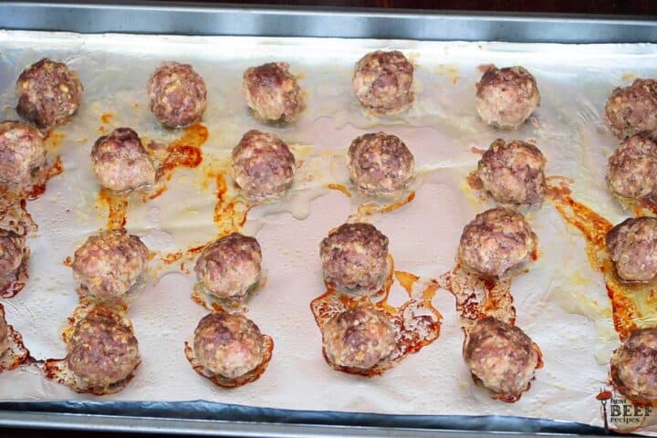 baked korean meatballs on a pan