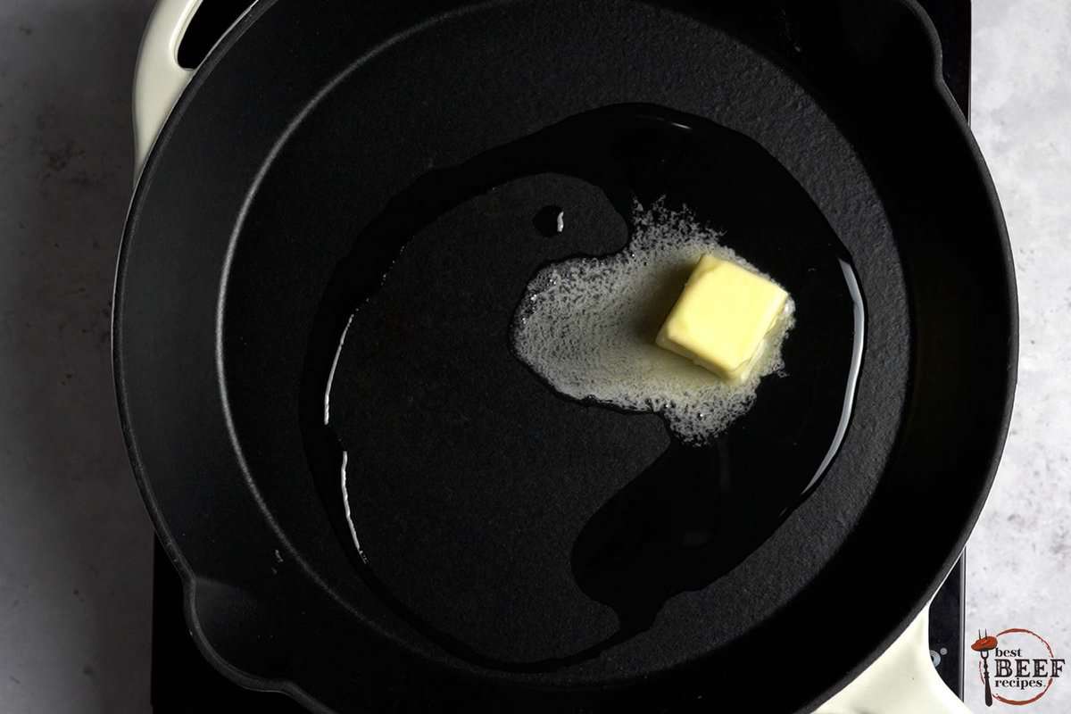 melting butter in a skillet
