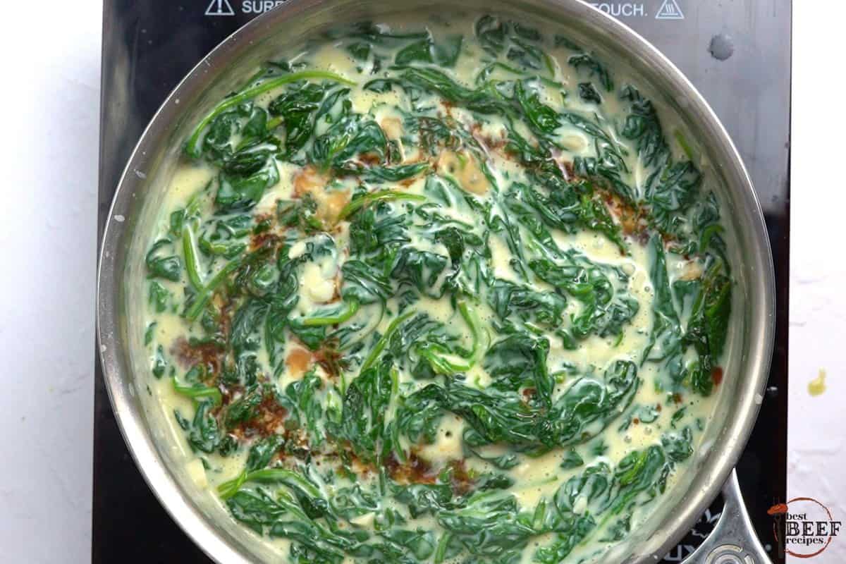 balsamic vinegar added to the creamed spinach