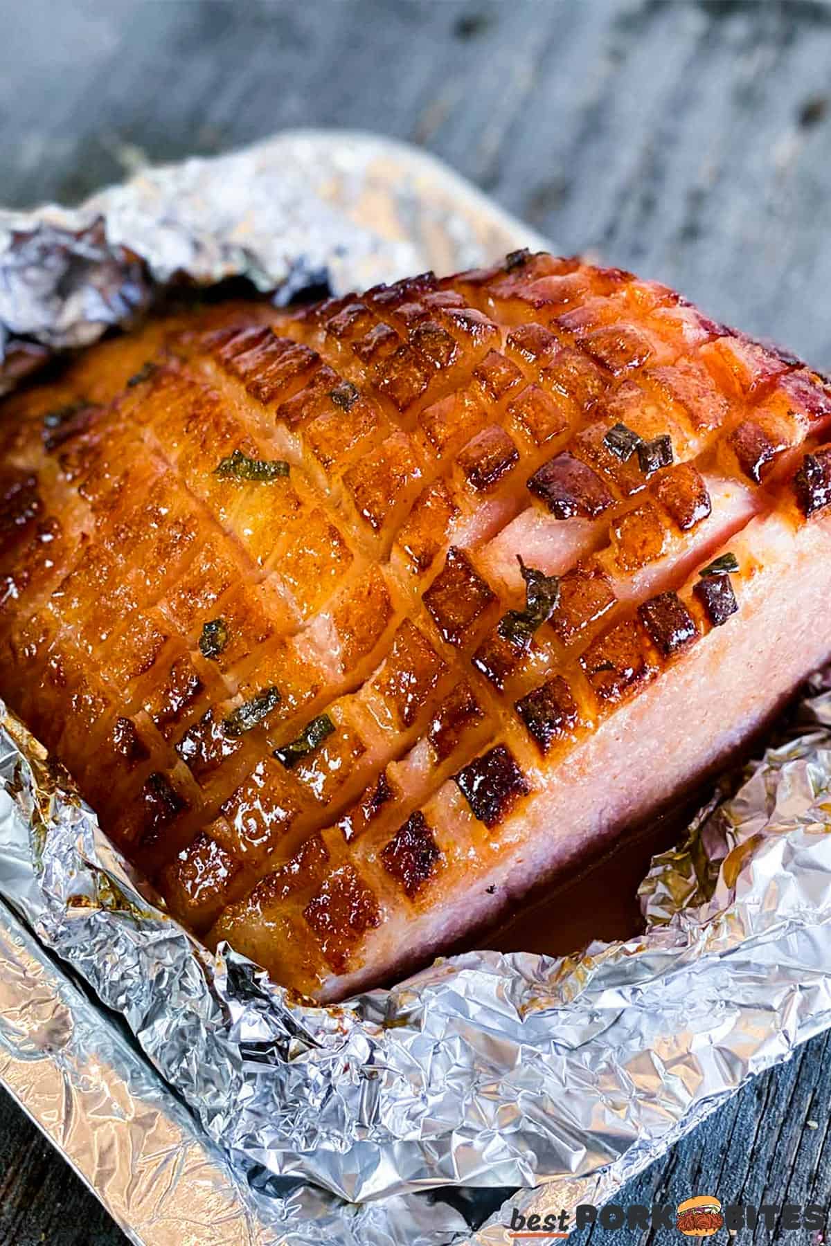 air fryer ham in foil on a tray
