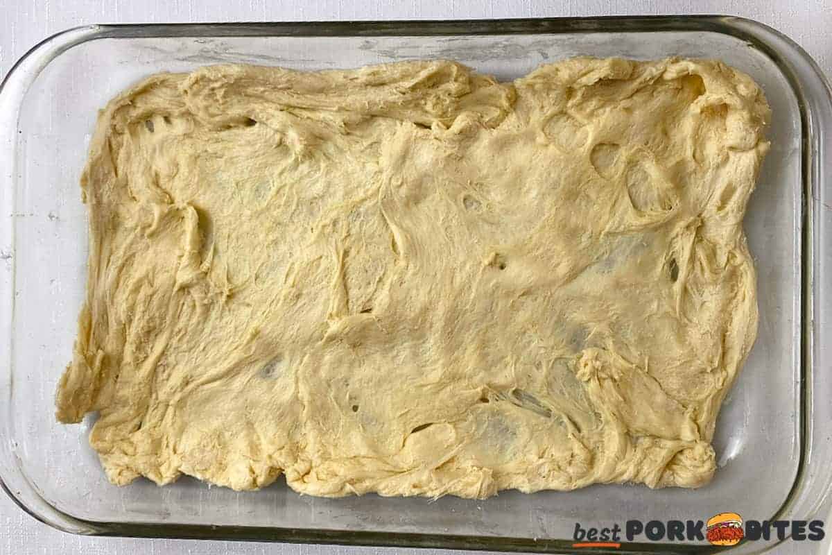 crescent roll on a clear baking dish