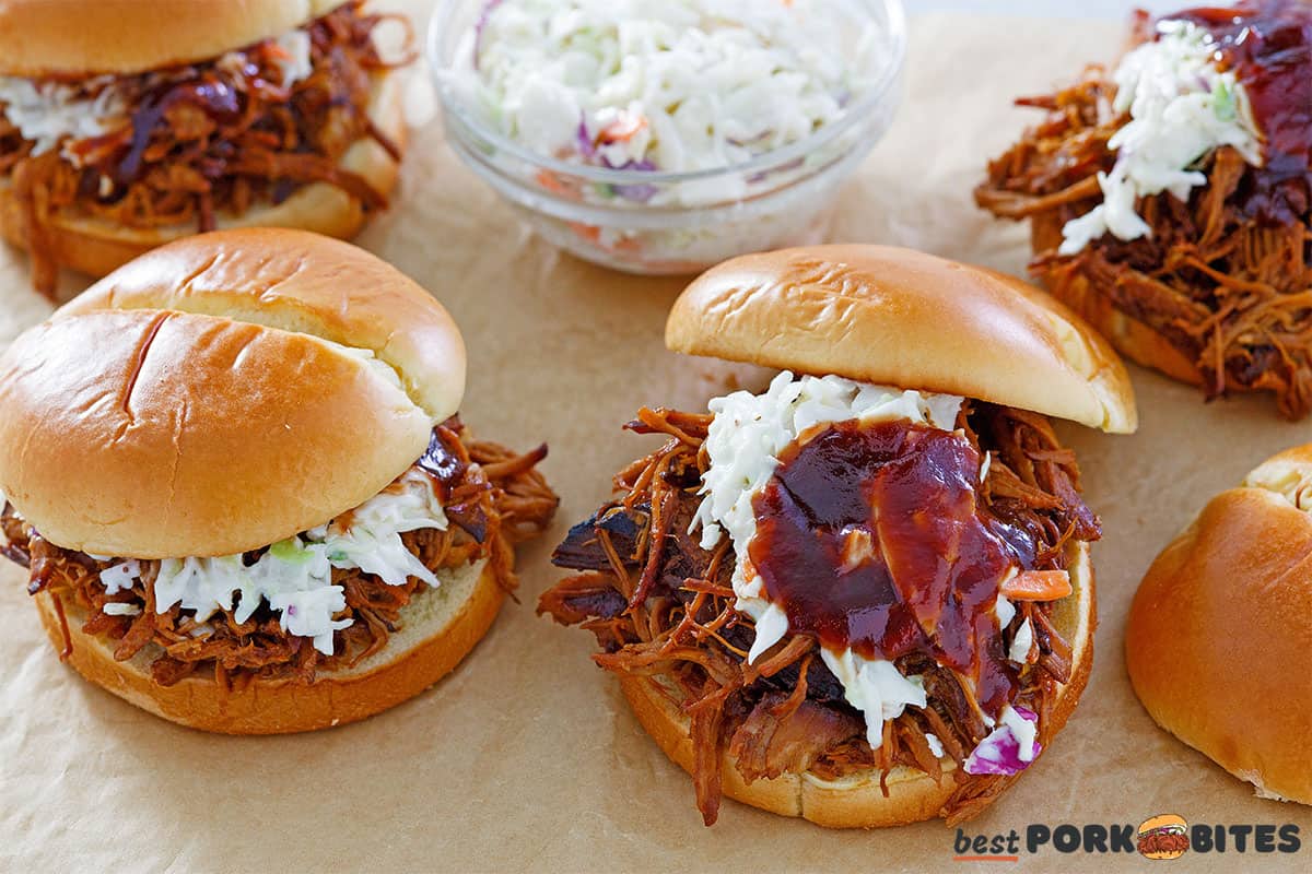 crockpot pulled pork sandwiches with coleslaw