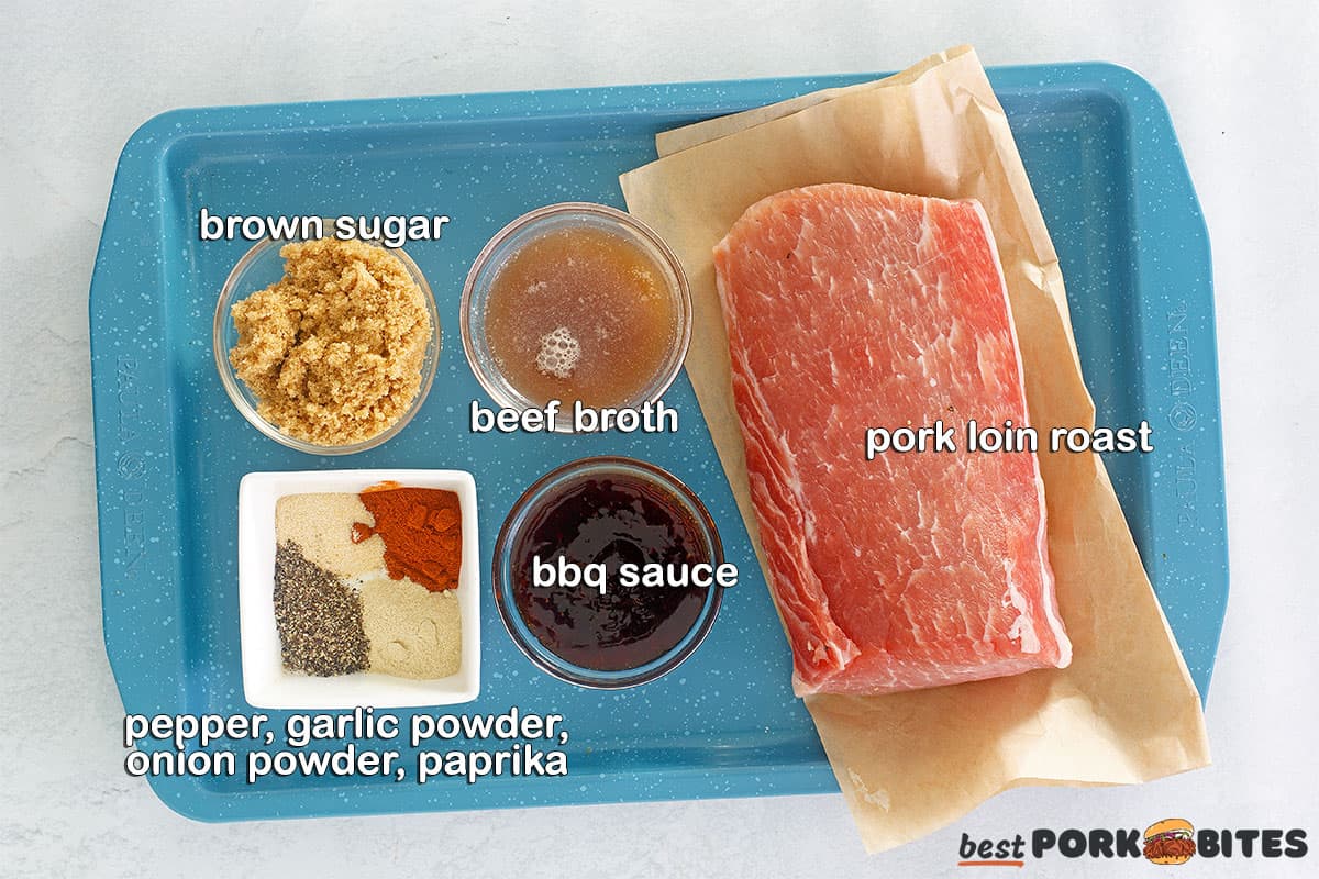 crockpot pulled pork ingredients with labels