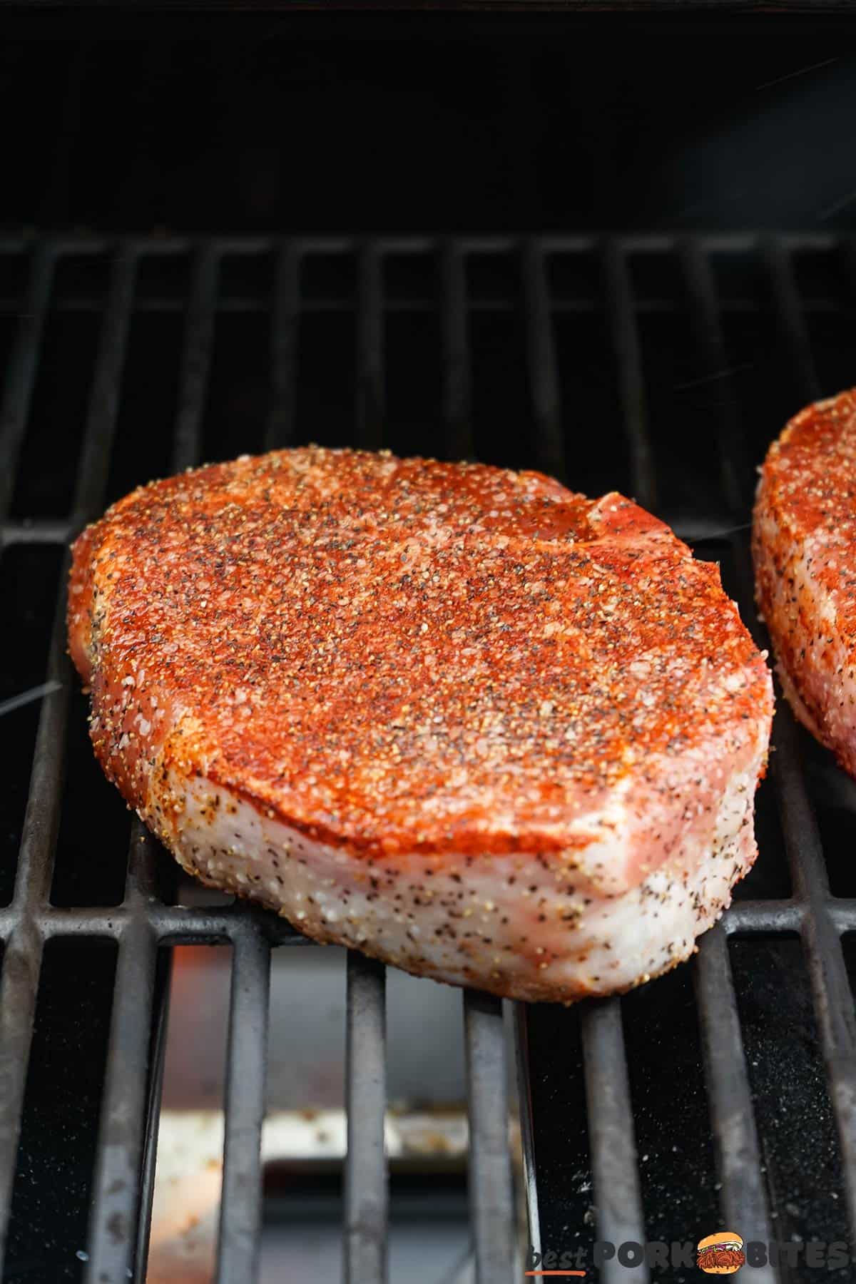 grilling pork chops on the grill