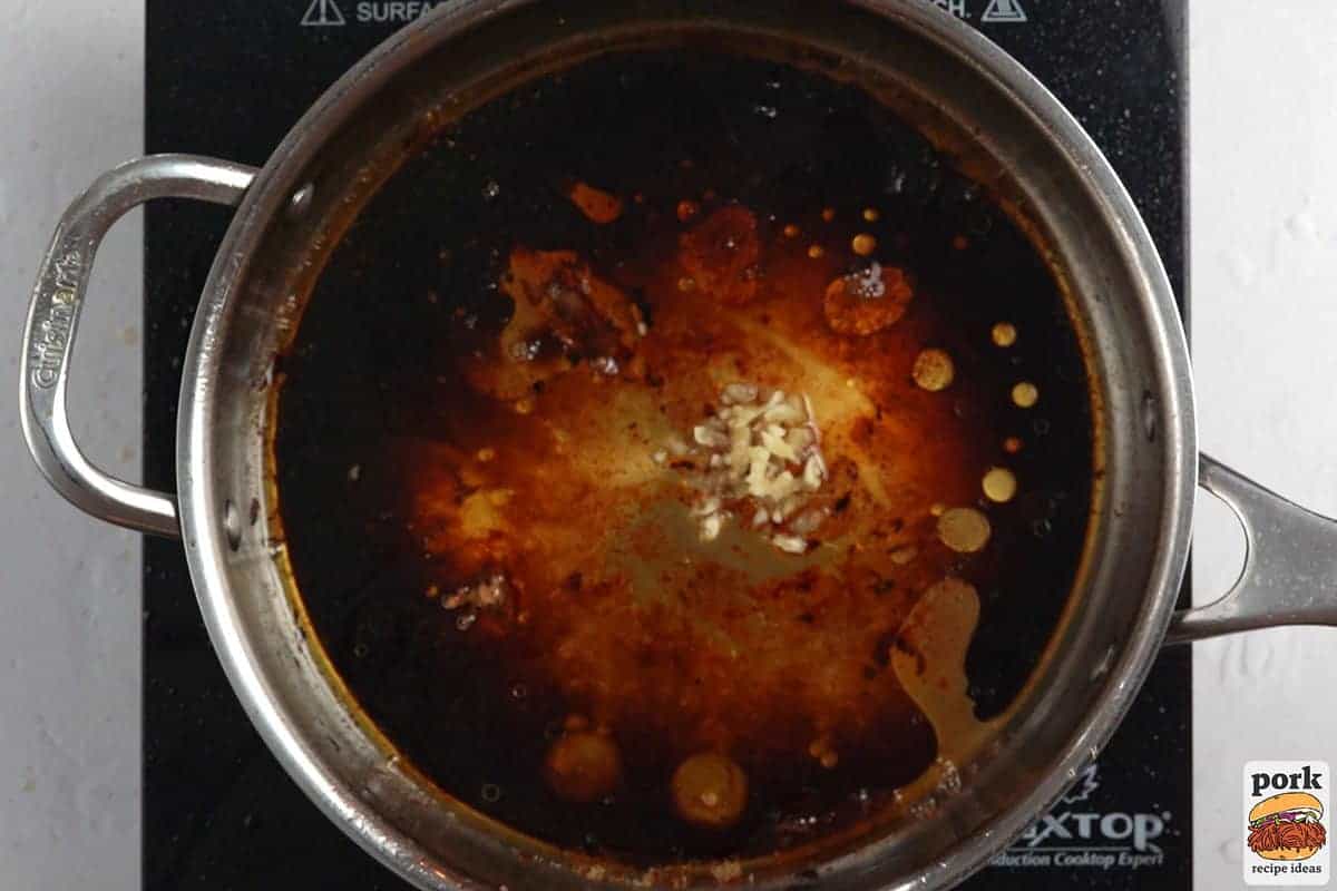 the glaze ingredients added to a pan to cook