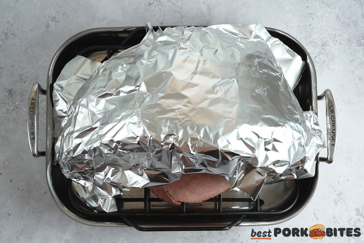 ham with foil over top