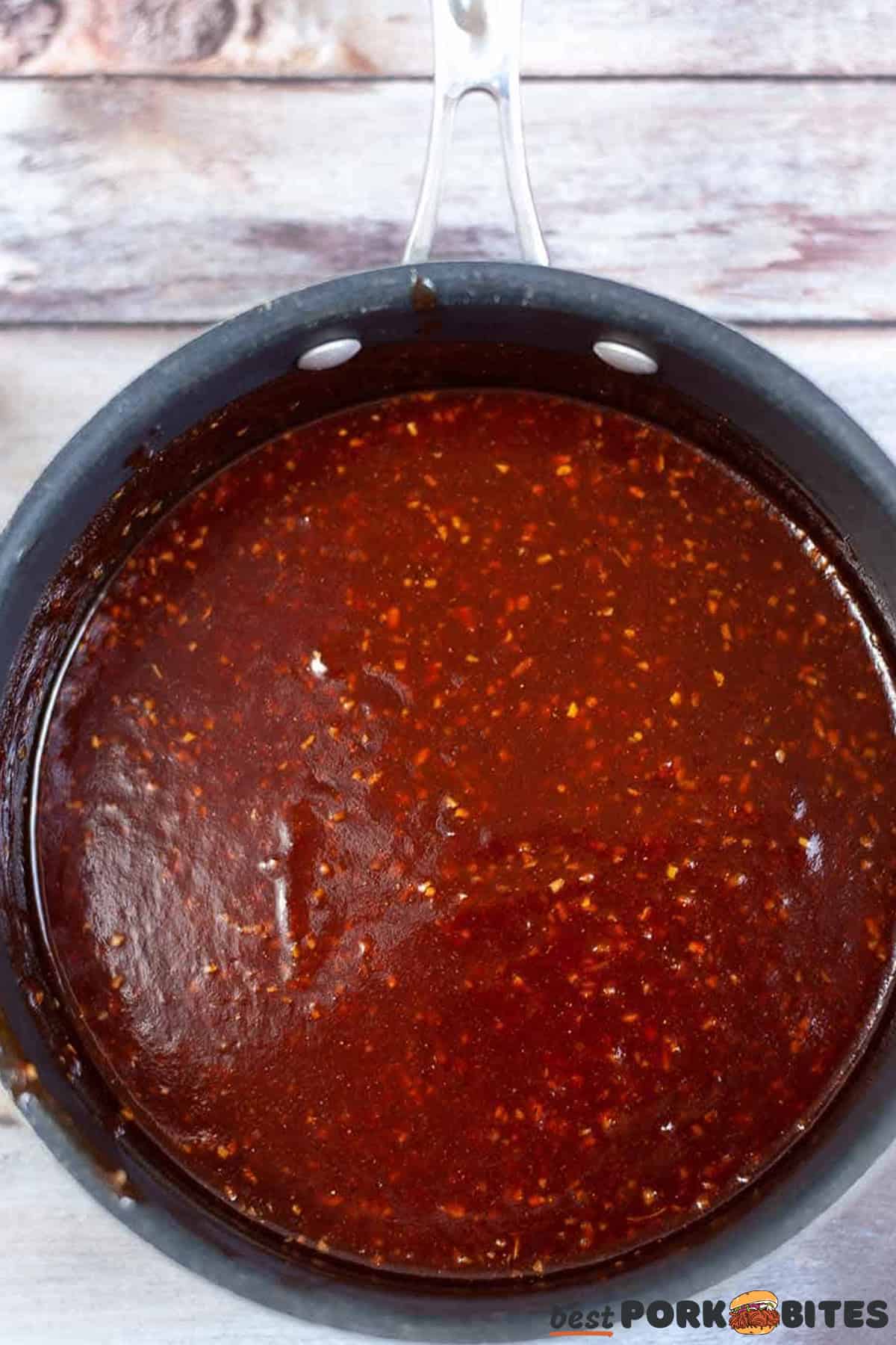homemade BBQ sauce in a sauce pan